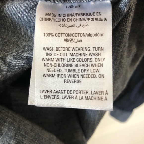 Epic Thread color block chambray shirt size large - Picture 6 of 6